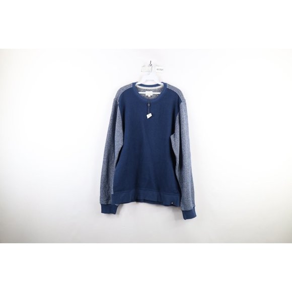 New Adriano Goldschmied Mens XL Wool Blend Color Block Crewneck Sweatshirt Blue - Picture 1 of 9